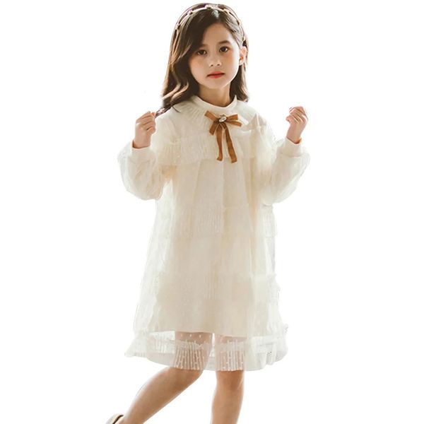 Vestidos de meninas para primavera outono menina vestido de festa padrão de bolinhas crianças malha estilo bonito roupas 231013
