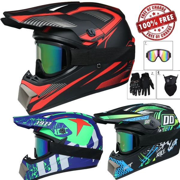 Caschi da ciclismo Invia 3 pezzi regalo casco da moto per bambini fuoristrada bici da discesa AM DH cross capacete motocross casco 231012