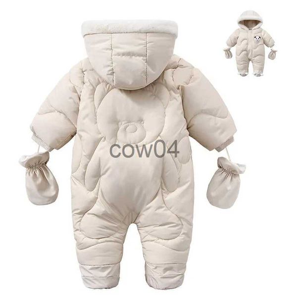 Pagliaccetti stile coreano tuta invernale per neonato orso cartone animato con cappotto in velluto per bambina cappotto da neve per bambina tuta invernale per bambino x1013