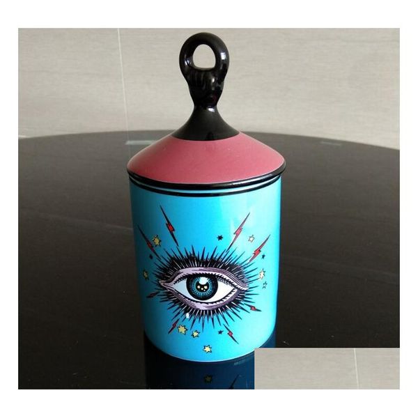 Flaschen Gläser schönes Design große Augen Glas Hände mit Deckel Keramik dekorative Dosen Kerzenhalter Lagerung Home Box für Make-up Drop Del Dhayi
