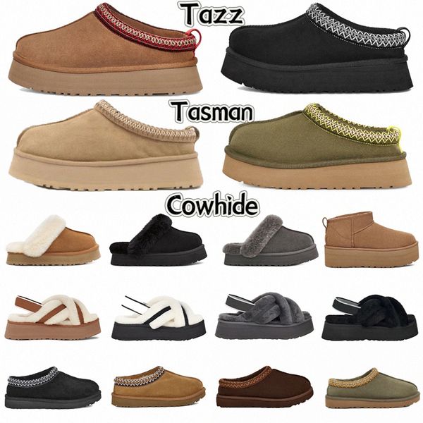 Zapatillas Slie Diapositivas de piel de oveja Bota de plataforma clásica Botas Slie de invierno Mujeres Hombres Australia Zapatos sin cordones Gamuza