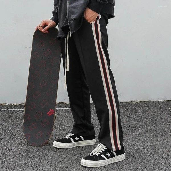 Männer Hosen 2023 Knöchel Reißverschluss Kordelzug Taille Jogginghose Männer Schwarz Rot Seite Gestreift Lose Hosen Street Hip Hop Herren Casual