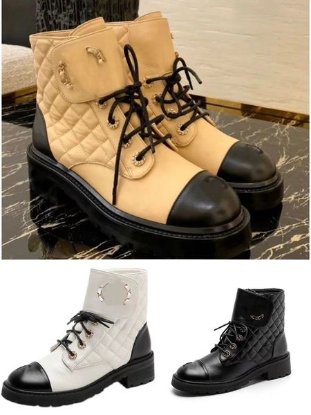 2023 outono e inverno novo couro sola grossa diamante verificação feminina cabeça redonda estilo britânico rendas botas de tornozelo martin botas