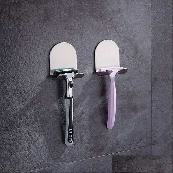 Outros suprimentos de construção Suporte de barbear de aço inoxidável para homens Shaver Holder Prateleira Banheiro Adesivo de parede Gancho de armazenamento Cozinha Hange Dhvdr