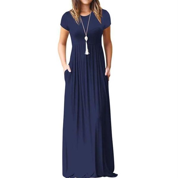 Abito lungo elegante estivo Abito maxi manica corta da donna Abiti casual da festa per donna Abito femminile Femme Verde Rosso XXL280G