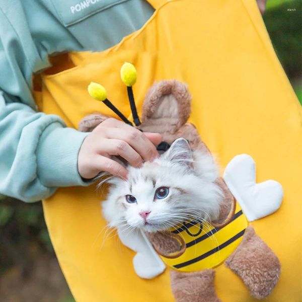 Trasportini per gatti Design Animali domestici Borsa da trasporto Ape Orso Cosplay Gatti Confezione Maniglia a spalla Trasporto fuori Cestino per la testa per cucciolo