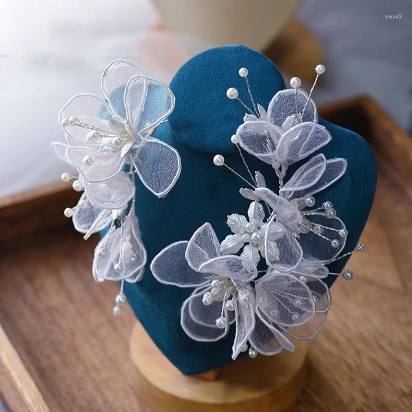 Haarspangen, hochwertige weiße Yarm-Blume, Brautspangen, Stirnbänder, Haarbänder, Hochzeitsaccessoire, Abend-Kopfschmuck