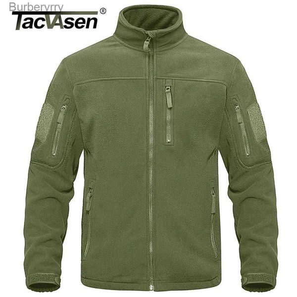 Herren-Daunenparkas TACVASEN Taktische grüne Fleecejacke mit durchgehendem Reißverschluss, warme Thermo-Arbeitsmäntel, Herrentaschen, Safari-Jacke, Wander-Outwear, Windjacke, L231014