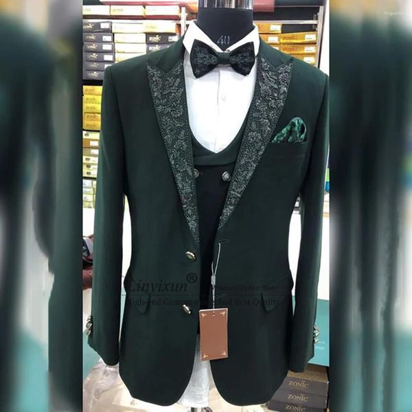 Abiti da uomo firmati ricamati a mano da uomo ballo di fine anno smoking dello sposo abbigliamento 3 pezzi blazer da sposo costume maschile Homme