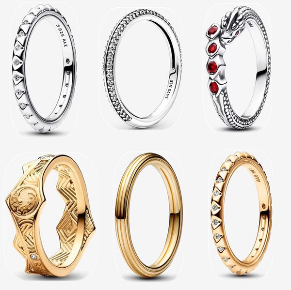 2023 novos anéis de casamento de designer para mulheres moda luxo jóias de noivado presente diamantes de alta qualidade DIY fit Pandoras Thrones Dragon Crown Ring com caixa