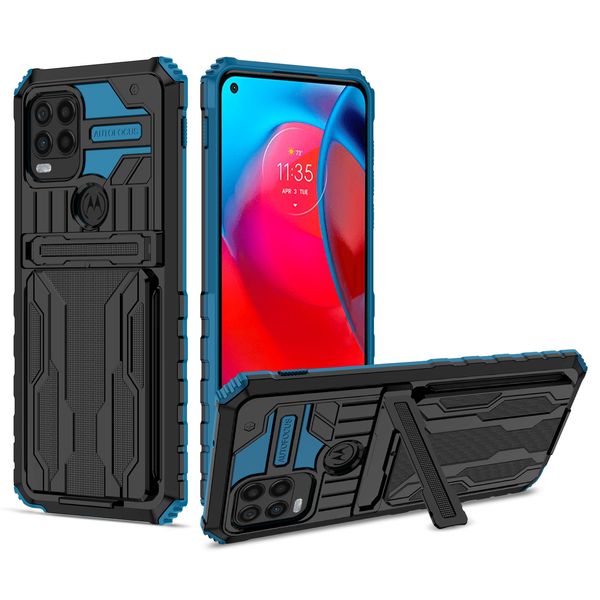 Stoßfeste, abnehmbare Kartenhalter-Ständerhülle für Motorola Moto G Stylus G50 G22 G30 E32 E20 G Power Heavy Duty Phone Cover