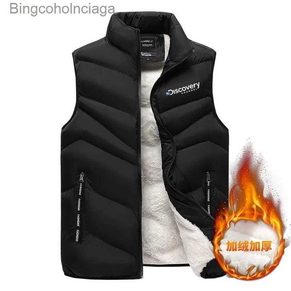 Coletes masculinos Discovery Channel Mens Colete Jaqueta Homens Novo Outono Quente Sem Mangas Jaquetas Inverno Casual Colete Colete Plus Size Vestel231014