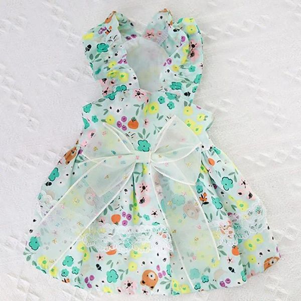 Vestuário para cães Roupas para animais de estimação tipo estilingue vestido de cachorrinho arco saia suspensa floral