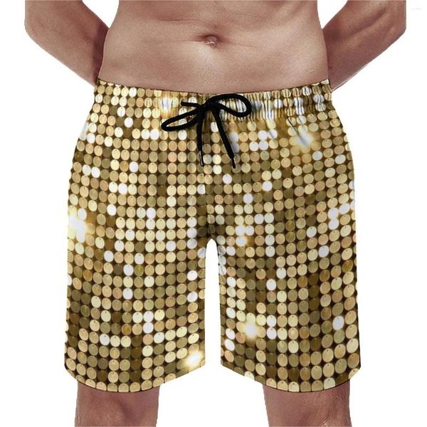 Herren Shorts Golden Disco Ball Board Metallic Glitter Sparkles Bequeme Strandhose Trenky Plus Size Herren