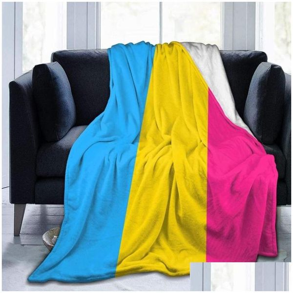 Coperte Coperte A Panual Pan Pride Flag Lgbt Fl Mantello in pile Coperta indossabile Flanella Soffice piumino Trapunta Camera da letto della scuola materna H Dhac4