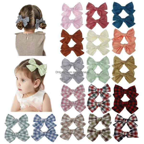 Saç Aksesuarları 2022 Yeni INS Saç Bows BIYK BIYL BARRETTES SETLER 2 PCS/SET Kız Yay Hairclips Ekose Çiçek Baskılı Çocuk Klipler Partisi Sch Dhcma