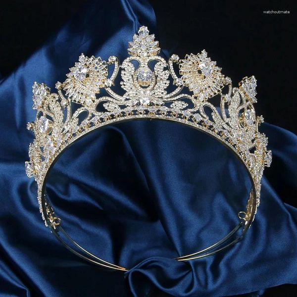 Grampos de cabelo MYFEIVO Luxo Completo Zircão Coroa de Noiva Elegante Tiara Princesa Casamento Tiaras Acessórios para Cabeça XXY0264