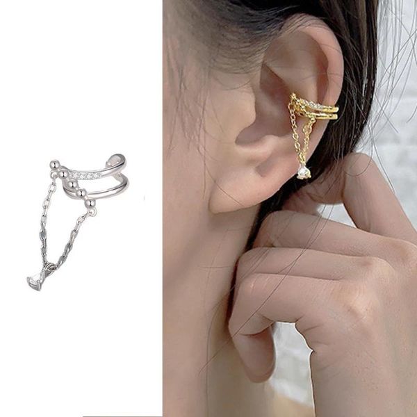 Rücken Ohrringe Kette Zirkon Anhänger Clip Ohr Für Frauen Gold Farbe Gefälschte Piercing Knorpel Mode Schmuck Geschenke Großhandel KDE026