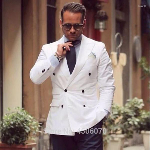 Herrenanzüge Schwarz Herren Casual Business Slim Fit Hochzeit Smoking Zweireihig Bräutigam Tragen Prom Kostüm Homme 2 Stücke Jacke Hosen