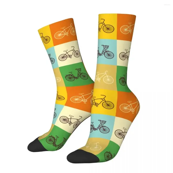 Calzini da uomo Crew Vintage Biciclette colorate Accessori da ciclismo per uomo Donna Compressione stampata Regalo di compleanno per tutte le stagioni