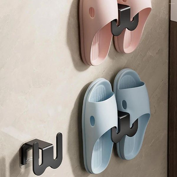 Крючки 2 алюминиевых крючка для тапочек Непробиваемая полка для обуви Настенная вешалка для унитаза для сушки обуви Домашнее хранение Организация ванной комнаты