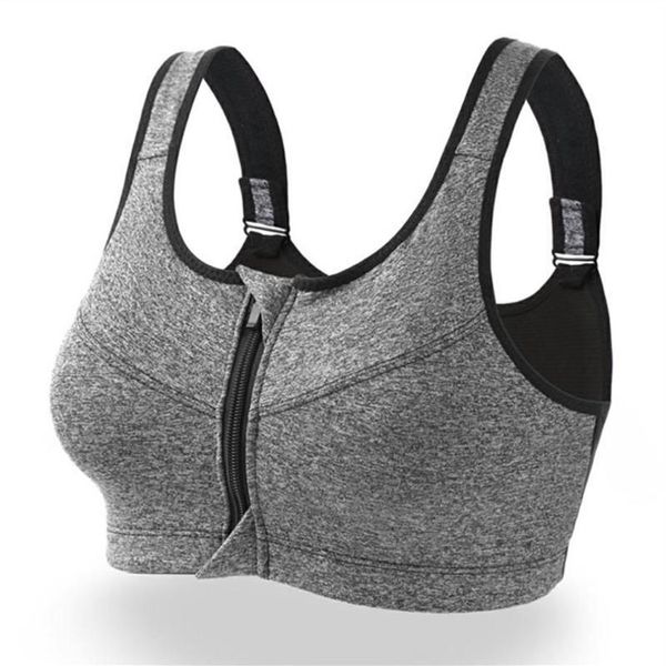 Einstellbare Strap Frauen Laufen Stoßfest Sport-Bh Gepolsterte Draht Mit Front Zipper Verschluss High Impact Fitness Tops Bhs Sets251H