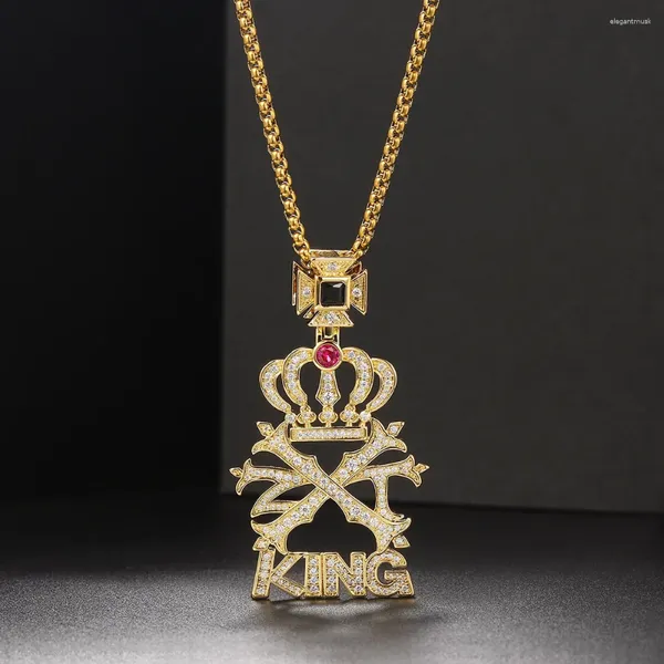 Colares Pingente Rock King Crown para Homens Mulheres HipHop Punk Aço Inoxidável Cuban Link Chain Gargantilha Colar Moda Jóias