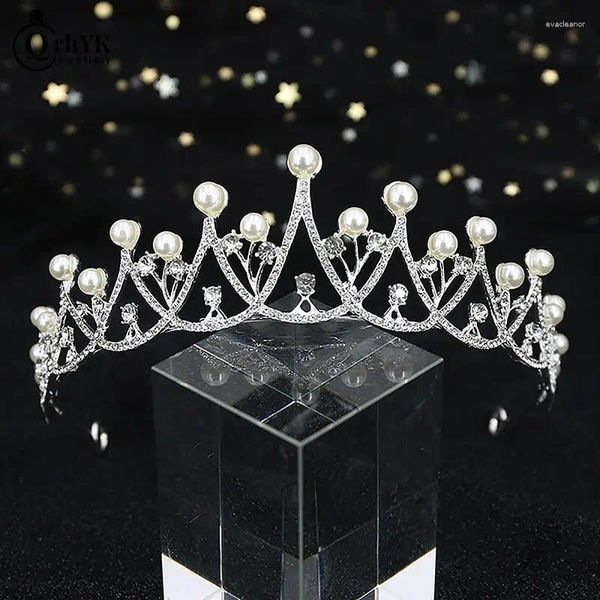 Halskette Ohrringe Set Kristall Perlen Haarbänder Mode Braut Tiara Kronen Hochzeit Haarschmuck CZ Kopfbedeckung Brautjungfer Stirnband Schmuck