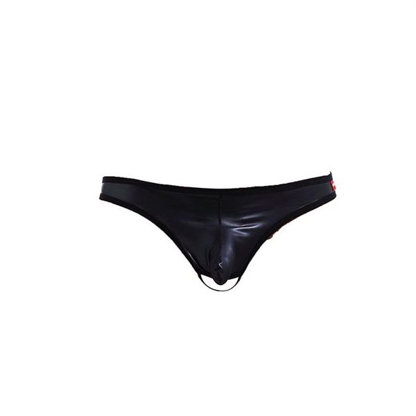 Spandex erkekler seksi tangs g String jockstrap eşcinsel iç çamaşırı siyah sahte deri açık popo unedrpants kasıksız sissy külot tangs239s