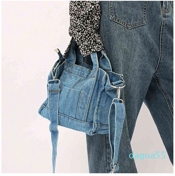 Markalar denim tote kadın omuz küçük tasarım tuval kot pantolon el çantaları için crossbody dişi çanta