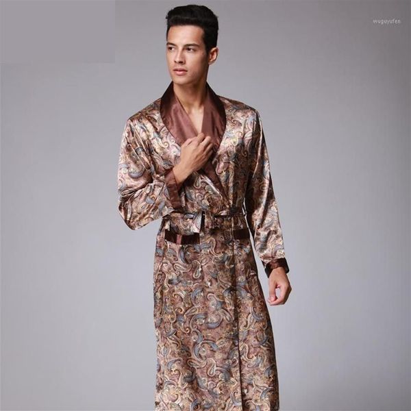 Accappatoio Kimono da uomo di lusso con motivo paisley, vestaglie con scollo a V, in seta finta, da notte maschile, da notte, da uomo, in raso, accappatoio12426