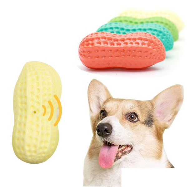 Giocattoli per cani mastica Squeaky interattivo a forma di arachidi Pulizia dei denti Squeak Chew per cani di taglia media Taglia piccola e grande Cucciolo Pet D Homefavor Dhxfg