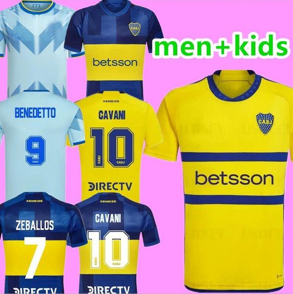 Cavani Boca Juniors Maglie da calcio 2023 2024 Maradona Benedetto Marcos Rojo Carlitos de Rossi Tevez Salvio Barco Janson Medina 22 23 24 Ship da calcio uomini bambini bambini