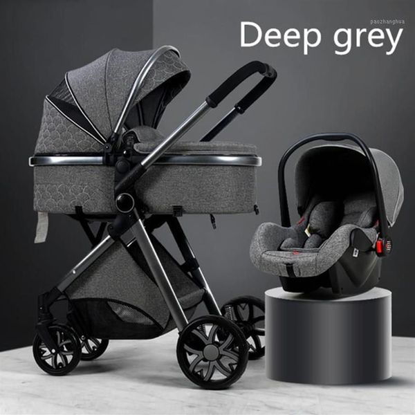 Carrinhos # Multi-funcional 2 em 1 carrinho de bebê alta paisagem pode sentar-se reclinável luz dobrável em dois sentidos design de casca de ovo Stroller1198q