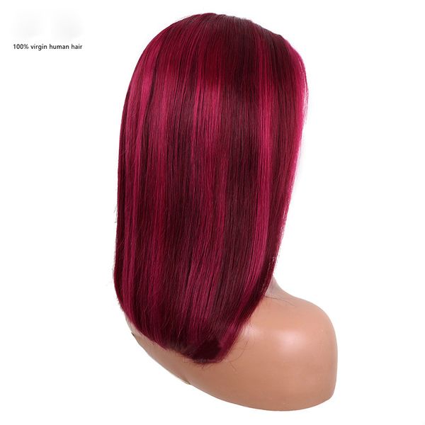 150% 180% 210% densidade 10-16 polegadas sedoso reto ombre luz rosa escuro rosa destaque tpar bob peruca cabelo humano virgem indiano