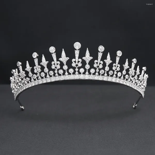 Saç klipleri kübik zirkonya Kraliyet Tiara Düğün Kristal Prenses Tiaras Diadem Kız Prom Partisi Mücevher CH10385
