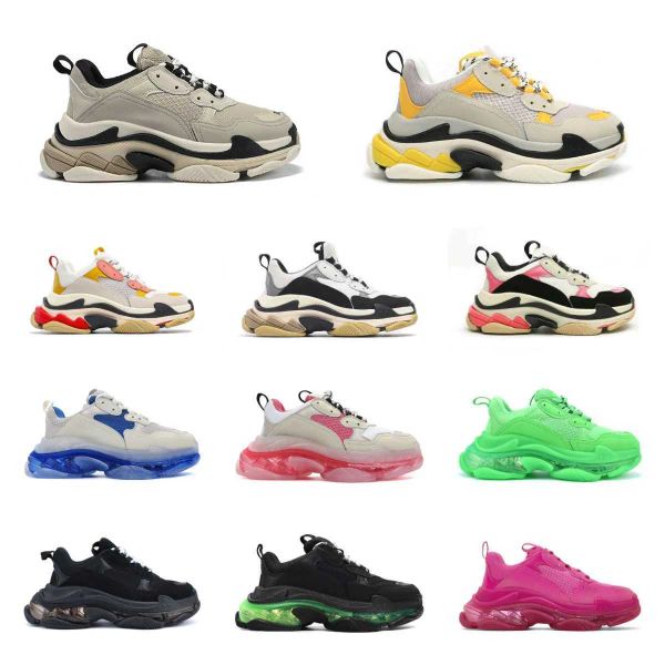 Triple S Mens Womens Basketball Shoes Paris Platform Sneakers All Black White Beige Pink Casual Shoes Gym Designers Chunky Sneaker Clear Sole Comfortable