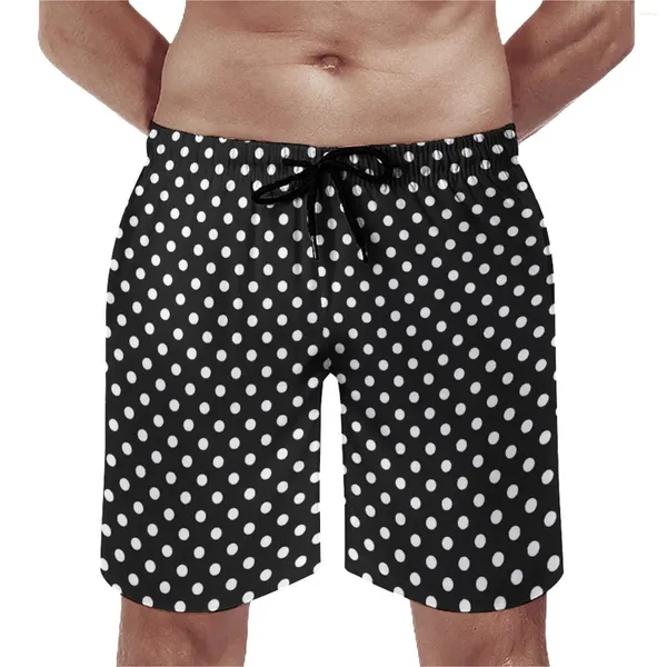 Shorts masculinos clássico bolinhas moda troncos de natação preto e branco secagem rápida correndo qualidade plus size praia