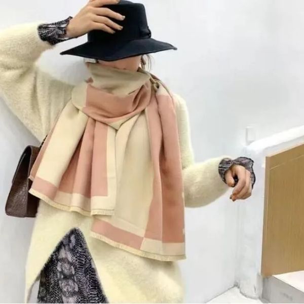 Lenço de inverno pashmina para designers cachecóis quentes moda clássico feminino imitar lã de caxemira longo xale múltiplas cores