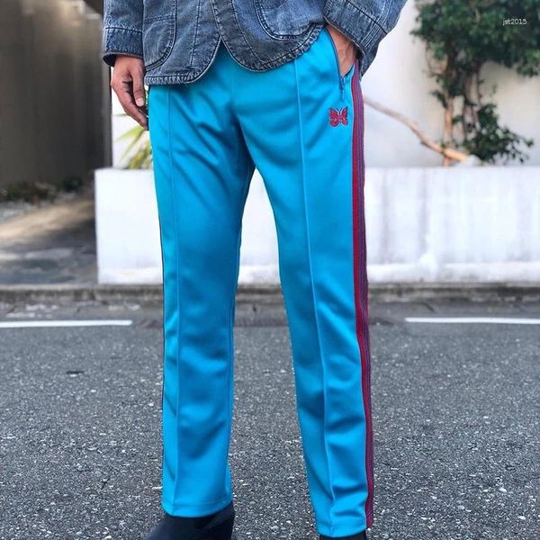 Pantaloni da uomo AGHI Arrivo Cotone Classico Rosso Blu Tessitura Pista Pantaloni sportivi a righe Farfalla Ricamo Uomo Donna Pantaloni oversize