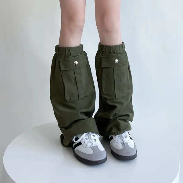 Meias femininas punk denim tecido vintage harajuku capas com bolso gótico y2k bota quente punhos meia