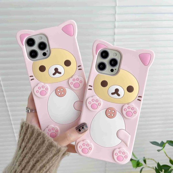 Casos de telefone celular 3D Cartoon Cute Cat Paw Bear Capa de silicone macio para Samsung Galaxy Note 20 A14 A53 A54 S10 S20 S21 FE S22 S23 Ultra Plus Capas L230823