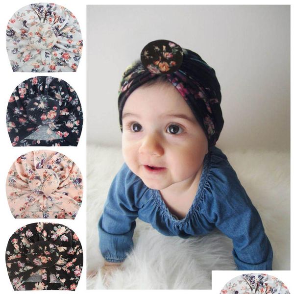 Berretti Cappelli Europa Neonate Cappello Ciambella Copricapo Bambino Bambino Bambini Berretti Turbante Cappelli Floreali 4 Colori A613 Bambino, Bambini Matern Dh2Na