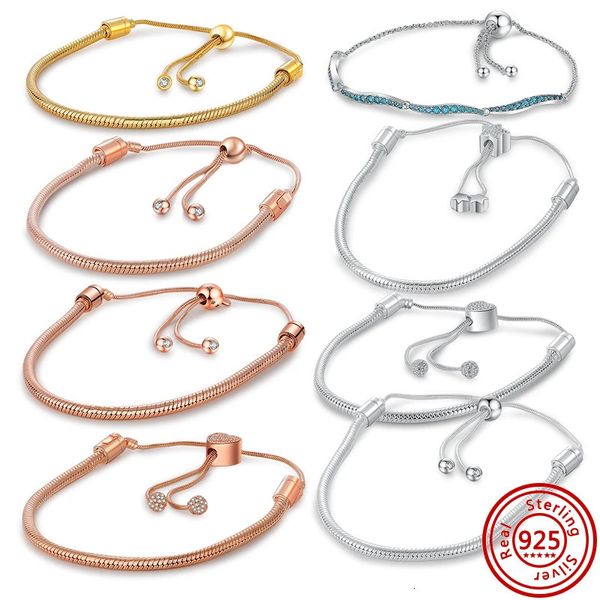 Braccialetti con ciondoli Bracciale magnetico scorrevole in argento sterling 925 con cuore d'amore Catena multi serpente Disco scintillante Bracciale con chiusura a cuore con topo 231013