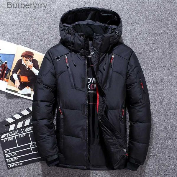 Parkas masculinas casuais de inverno quente jaquetas de neve roupas masculinas jaqueta de pato branco parkas homem engrossar casacos -20 graus blusão ParkL231014