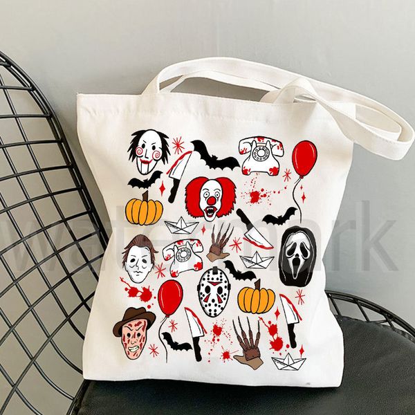 Borsa tote con stampa Halloween borsa in tela borsa a tracolla borsa pieghevole shopping bag
