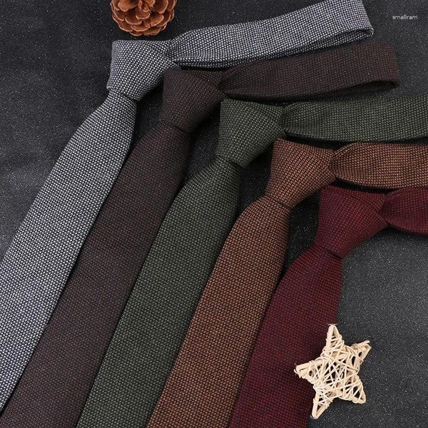 Arco laços originais de alta qualidade sólido algodão artesanal lã homens gravata listrada colarinho estreito fino cashmere casual gravata acessórios