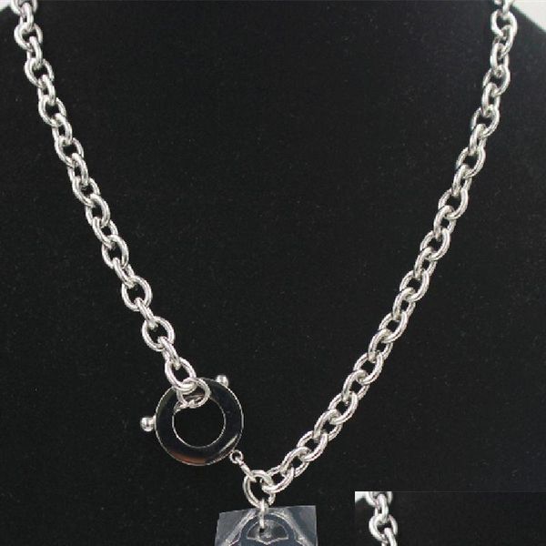 Ожерелья с подвесками из нержавеющей стали с квадратными звеньями для женщин, застежка-переключатель с пряжкой, колье-воротник, ожерелье в стиле хип-хоп с сердцем, ювелирные изделия Dr Dhy24