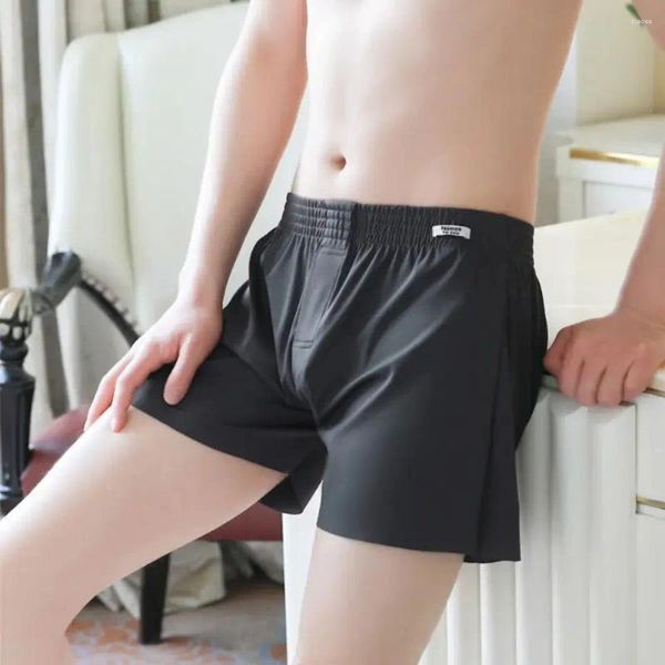 Mutande da uomo pantaloncini di grandi dimensioni biancheria intima di seta di ghiaccio indumenti da notte mutandine boxer pantaloni larghi e traspiranti da uomo