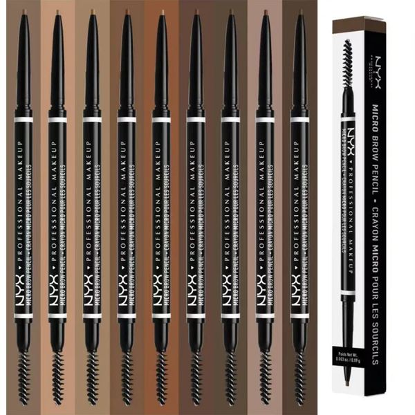 Карандаш для бровей Mico Brow Pencil, очень тонкий, двусторонний с кисточкой, косметика для оттенка черных глаз 231013
